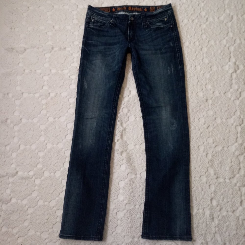 Rock Revival Dark Blue Straight Leg Jeans - Picture 3 of 7